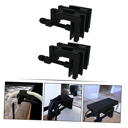 KESYOO 2pcs Acrylic Multi-Functional Clamp for Fish Tanks Hose Holder Clip for Secure Fixing Prevents Slipping and Falling for Aquariums and Water Inlet Outlet Management - color: Black