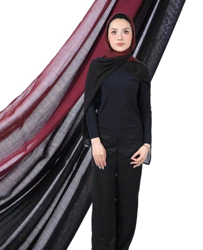 Special Ombre Modal Cotton Hijab Scarf for Women, Graceful Gradient Muslim Head Scarfs - color: Ombre Burgundy