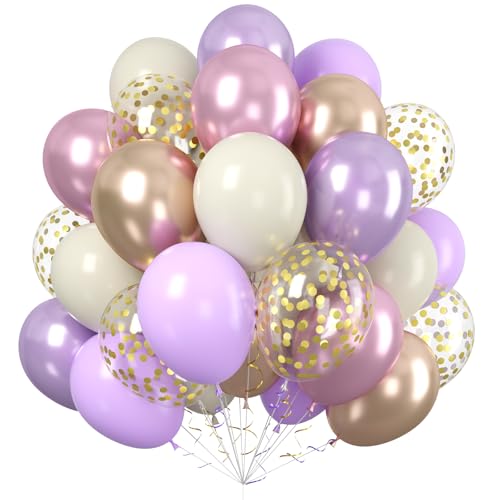 Purple Balloons, 60Pcs Purple and Gold Balloon for Birthday Wedding Supply - color: Purple Gold