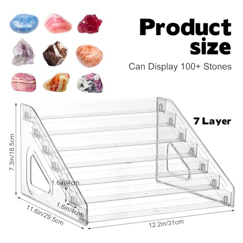 Rock Display Stand 7 layer Large Acrylic Display Holder Clear Display Easel Stand Pedestal Small Collectibles Display Stands for Displaying Crystal Geodes Rock Mineral Agate Coral