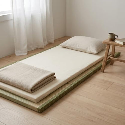 MustMat Tatami Mat Foldable Japanese Floor Mattress 35.4"x78.7"x1.2" | Traditional Japanese Futon, Floor Mattress, Rush Grass - size: 1 piece