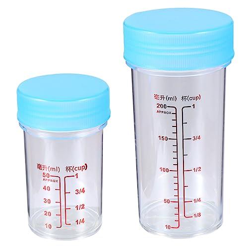 NUOBESTY Plastic Measuring Cups Set with Leak Proof Lids Clear Scale Beakers 5.51 Inch Reusable Laboratory and Kitchen Liquid Measuring Cups for Crafts and Medical Science - color: Blue