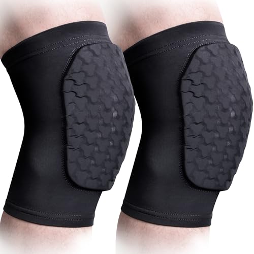 COOLOMG Basketball Knee Pad for Kids Youth Adult, Compression Anti-slip Knee Sleeve for Baseball Volleyball Football, Sports Knee Protector (1 Pair) - color: Black New, size: X-Large