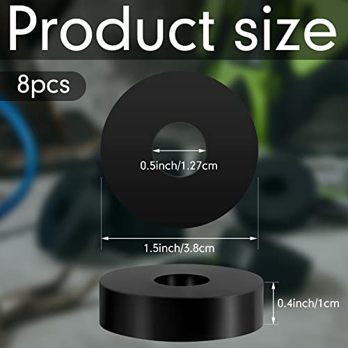 8 Pcs Rubber Isolation Pads Thick Rubber Washers 1.5 Inch OD 0.5 Inch ID 0.4'' Thick Mechanical Vibration Damping Pads Anti Vibration Isolation Isolator Washer