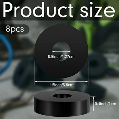 8 Pcs Rubber Isolation Pads Thick Rubber Washers 1.5 Inch OD 0.5 Inch ID 0.4'' Thick Mechanical Vibration Damping Pads Anti Vibration Isolation Isolator Washer