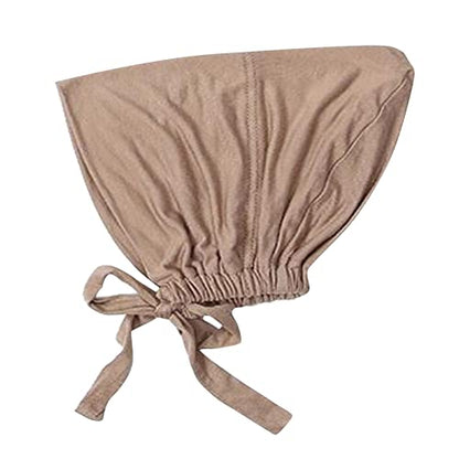 Chiffon Hijab with Undercap Fashion Solid Color Chiffon Head Wraps Under Scarf Caps Muslim Fashion Bandage - color: Khaki