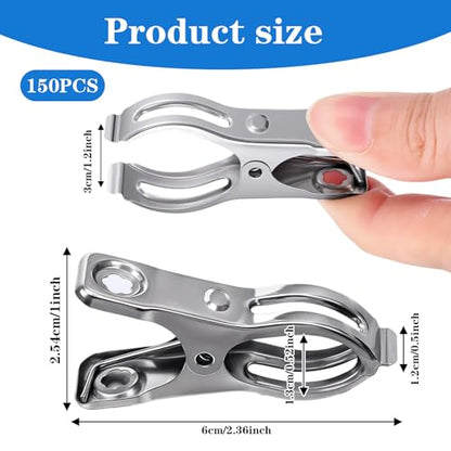 150 Pcs Garden Clips Heavy Duty Stainless Steel Metal Clips Large Open Garden Net Clamps for Greenhouse Hoops, Shade Cloth, Plant Cover, Tarp and Netting