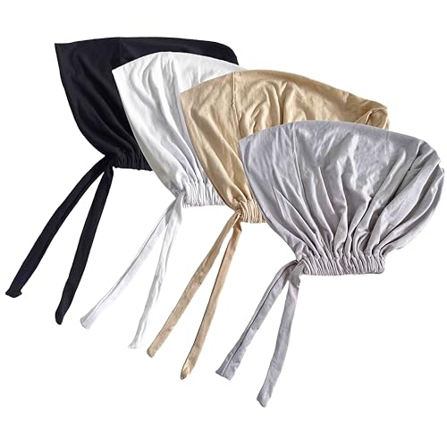 Lina & Lily Modal Jersey Hijab Undercap Tie-Back Muslim Women Inner Cap Scarf - color: Black, White, Beige, Light Gray