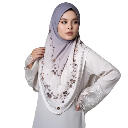Instant Hijab For Women Ready To Wear Printed Ombre Hijabs Khimar - color: 1# Light Purple