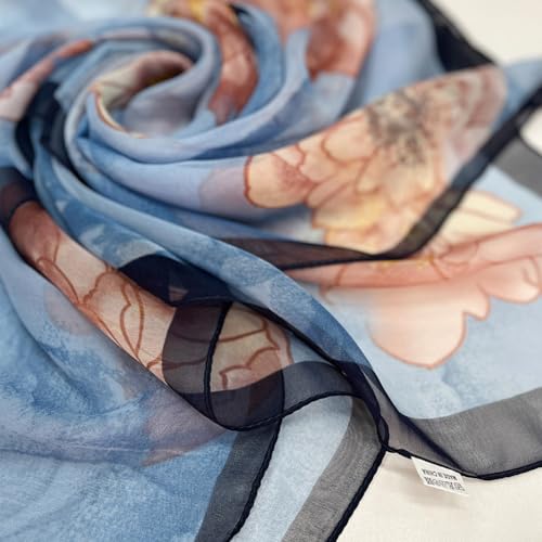 Pokeedioty Scarfs for Women Lightweight Fashion Scarves Elegant Floral Pattern Sheer Scarfs Sunscreen Shawls Wraps - color: P 088