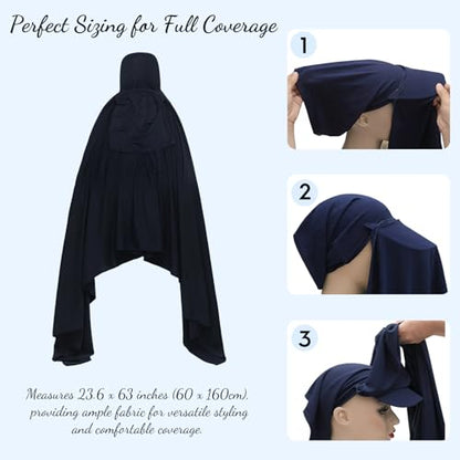 ZLYC Women Muslim Hijab Scarf with Visor Built-in Undercap Sun Protection Headwrap - color: Solid Black
