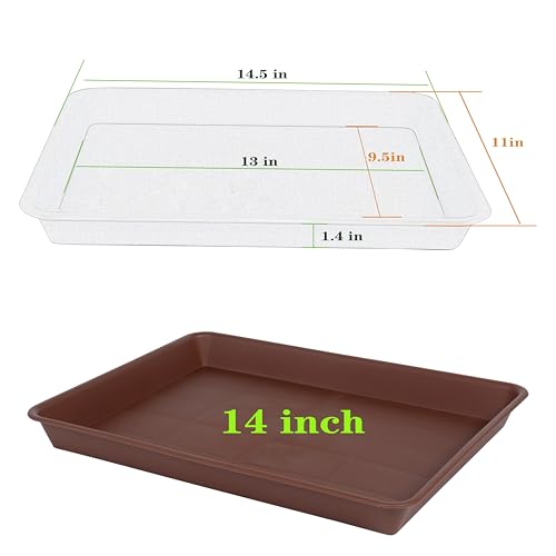 VUWEZ Rectangle Plant Tray, Plant Drip Tray, Plant Pot Saucers, Plant Germination Trays, Plant Saucers, 14.5'' x 11'' x 1.5'' (2 pack), Chocolate - color: Chocolate, size: 14.5'' x 11'' x 1.5'' (2 pack)