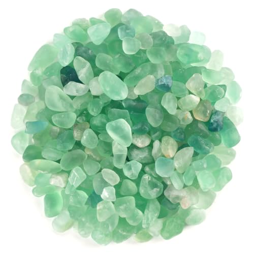 WAYBER Natural Crushed Green Fluorite Gemstone, Decorative Pebbles, 2 Lbs | Toxin-Free, Fade-Resistant, Ideal for Reiki Healing, DIY Crafts, Vase Filler, Aquarium & Bonsai Decoration - color: Green Fluorite, size: 2 Pounds