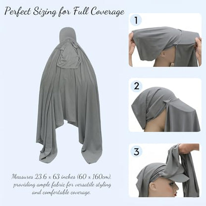 ZLYC Women Muslim Hijab Scarf with Visor Built-in Undercap Sun Protection Headwrap - color: Solid Light Gray