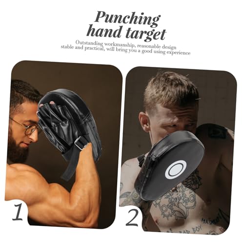 BESPORTBLE 2Pcs Curved Boxing Hand Pads, Black PU Sponge, for Men and Women | Impact and Kick Resistance, Safe Feel, Three-Layer Thick Build, Martial Arts Practice, Boxing Strike Focus