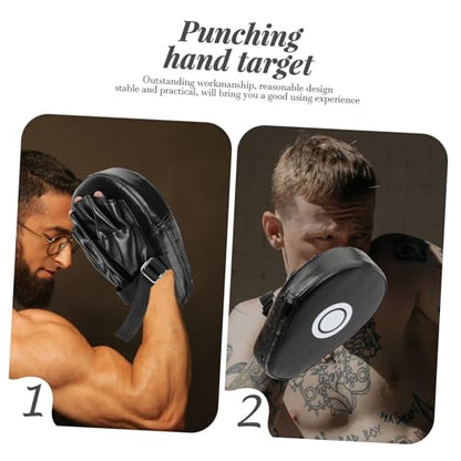 BESPORTBLE 2Pcs Curved Boxing Hand Pads, Black PU Sponge, for Men and Women | Impact and Kick Resistance, Safe Feel, Three-Layer Thick Build, Martial Arts Practice, Boxing Strike Focus