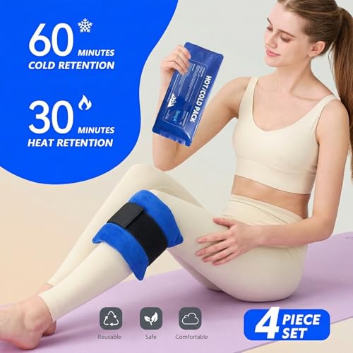 3D Design Long Lasting Water-Fillable Reusable Hot and Cold Ice Packs for Injuries Gel Wraps for Shoulder Back Knee Joint Pain Muscle Soreness and After Surgery 5pcs with Strap10.5"*4.3"*1.2"