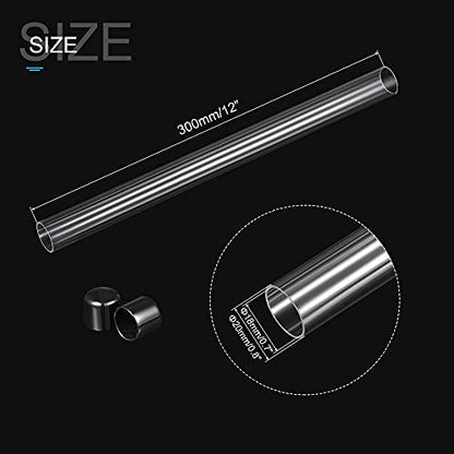 MECCANIXITY Clear Storage Tube 18x20mm Small Plastic Round Tubing with Caps Rigid Bottle Container 300mm/12 Inch for Item Stored - size: 18x20x300mm