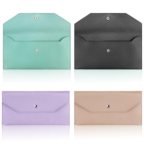 4 Pack PU Leather Cash Envelope Wallets for Women, Reusable Money Envelopes for Budgeting and Organizing Finances, Stylish and Durable Money Management System for Budgeting and Expense Tracking