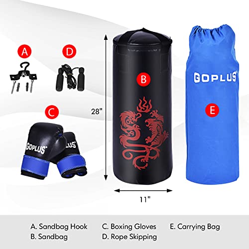 Goplus Punching Bag Set with Gloves, 22LBS/ 40LBS Filled Kick Boxing Bag, Rucksack, Jump Rope, Firm Hook, Heavy Bag for Adults MMA Training, Muay Thai, Krav MAGA, Taekwondo, Karate - style: 40 LBS