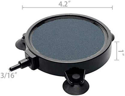 PINVNBY 4.2-Inch Air Stone Disc Bubble Diffuser with Suction Cups for Oxygenation in Fresh/Saltwater Tanks, Ponds, Hydroponic, Aquaponics, and as a Decorative Airstone for Aquariums - size: 4 PCS