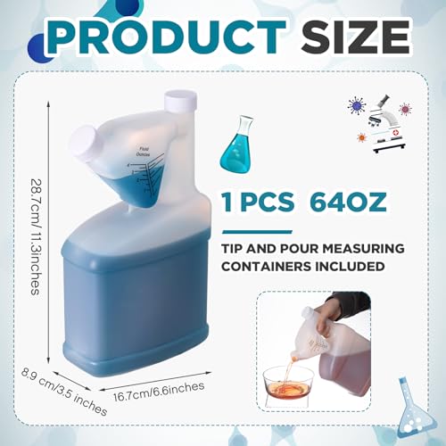 1 Pcs 64 oz Measure Container Tip and Pour Measuring Chemical Containers HDPE Plastic Measuring Bottle, up to 4oz Measure Capacity