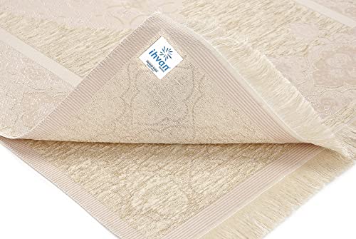 ihvan online Muslim Prayer Rug with 99 Beads Tasbih, Soft Chenille Sajadah, Lightweight & Foldable Janamaz, Portable Travel Prayer Mat, Islamic Gift for Eid, Ramadan, Hajj & Umrah, Pale Pink - color: Pale Pink