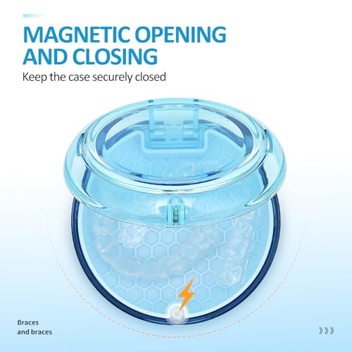 Retainer Case Slim Aligner Case with Vent Holes Removable Inner Tray Silicone for Easy Cleaning, Retainer Removal Tool and Brush (Clear Blue) - color: Clear Blue