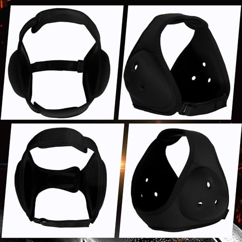 Jerify 6 Pcs Wrestling Headgear for Kids Youth Soft Grappling Headgear Wrestling Adjustable Wrestling Ear Guard Protective, Black