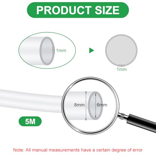 AUAUY 6mm ID X 8mm OD Clear PVC Vinyl Tubing, 5m/16ft Length Plastic Pipe | Lightweight Flexible Tubing Hose, UV Chemical Resistant, Food Grade for Irrigation Water Oil Transfer Aquarium, Non-Toxic - color: 5m/16ft length, size: 6mm ID x 8mm OD