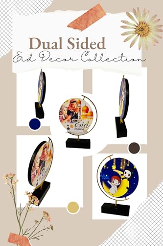 Eid Mubarak Kids Gift Set - 4pc Tabletop Double-Sided Decor, 12 Large Eid Balloons + LED Pendant Keychain 7.5”x5.5” (Kids) - color: Kids