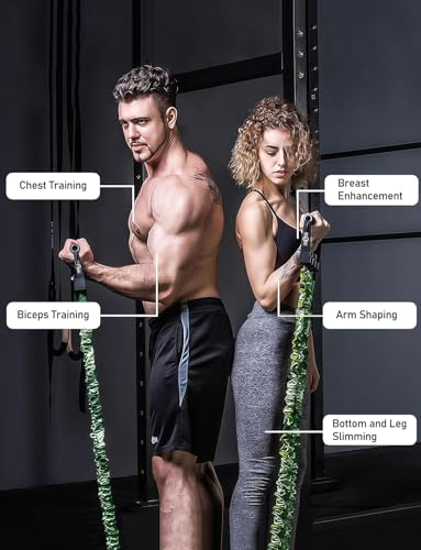 Chest Expander, Natural Latex 3-Hole Resistance Bands with Handles & Foot Cover | High Elasticity Tear Resistant | Full Body Workout for Men Home Gym, Yoga Fitness Strength Training