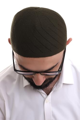 ihvan online Kufi Hats for Men, Taqiya, Takke, Turkish Muslim Winter Woven Caps, Peci, Islamic Prayer Skullcap, Islamic Gifts - color: Khaki