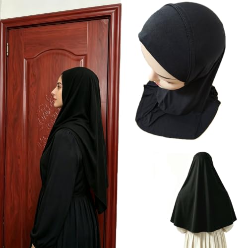 Ready To Wear Hijab For Women Instant Turban Stretch Soft Muslim Scarf For Prayer Long Hijabs Islamic Jersey Abaya - color: Black