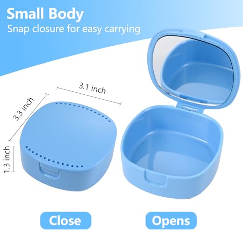 Retainer Case with Mirror & Ventilation Holes for Night Guards, Sky Blue - color: Sky Blue