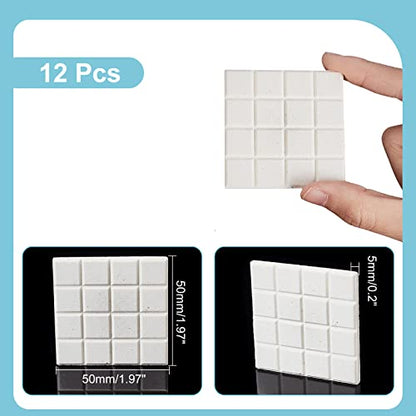 CHGCRAFT 12Pcs Ceramic Coral Frag Tiles Aquarium Coral Rack Support Bracket Aquarium Coral Base Stand Square Base Tiles Heat Diffuser Sheet for Most Aquarium Coral Fragments