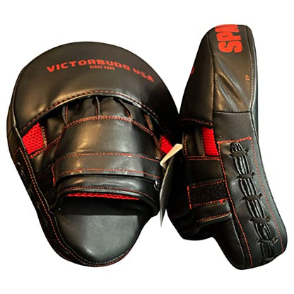 Punch Boxing Mitts Focus Pads Kicking Punching Leather Target Boxing Pads Karate Combat Martial Arts Training Gloves Muay Thai Pad for Adults Unisex Black Color (Pair)