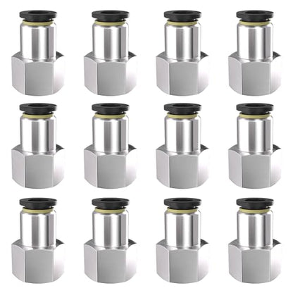 1/4" Tube OD to 1/2" NPT Thread Push to Connect Fittings,Pneumatic Quick Air Hose Fittings,Female Straight,PCF-1/4-N4(12pcs) - color: Black PCF, size: 1/4"OD x 1/2"NPT