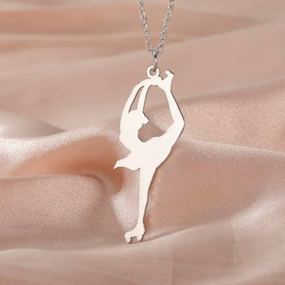 Dreamtimes Ice Skater Necklace Skating Charm Sports Pendant Necklace Ice Skating Sport Pendant Necklace Inspirational Jewelry for Women Skate Lover - color: Silver-3