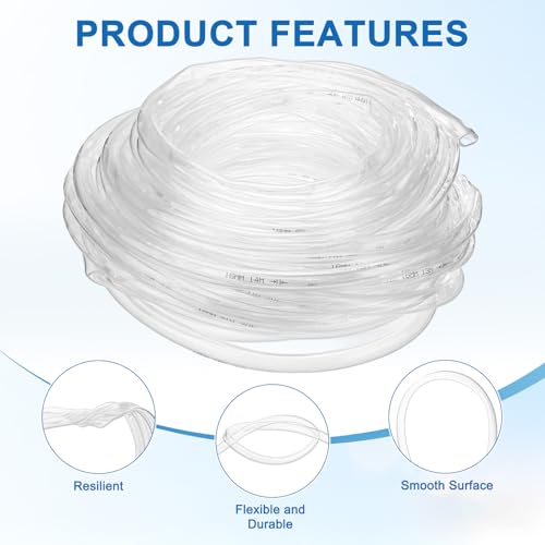M METERXITY Vinyl Tubing 5/8" ID x 3/4" OD 100ft Flexible Plastic Tube with 2 Hose Ties, Lightweight Hybrid PVC Hose for Water Gardening/Airline/Aquarium Tubing [Clear] - size: 5/8" ID x 100ft