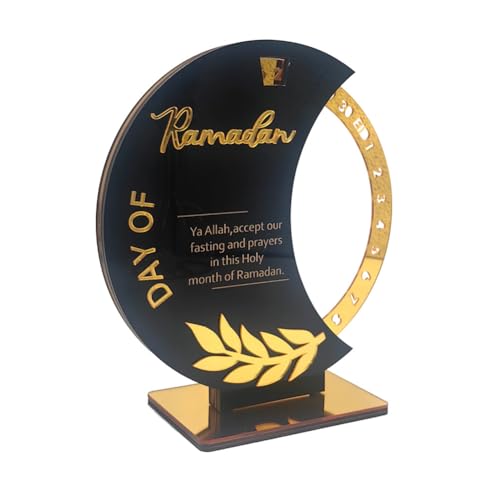 Surakey Ramadan Countdown Calendar Mirror Golden Ramadan Decorations Eid Mubarak Count Down Desk Rotatable Countdown Calendars Muslim Festival Reminder Kareem Ramadan Advent Calendar Decor, Style 4