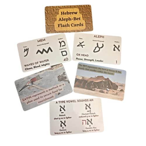 Hebrew Aleph Bet Flashcards, Paleo, Ancient Pictograph and Modern Letters, Biblical Hebrew