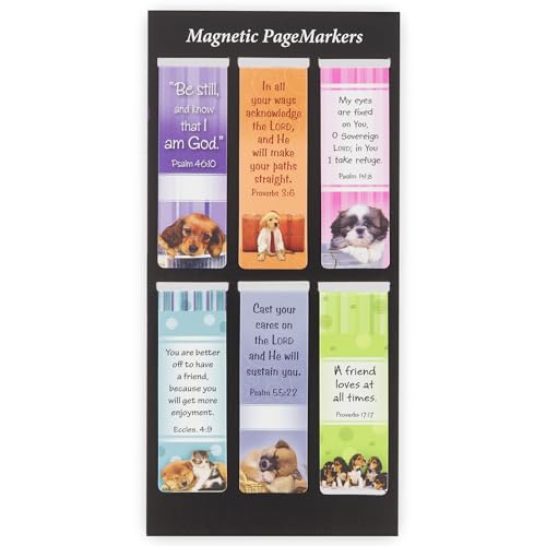 Christian Art Gifts Magnetic Scripture Bookmark Set: Be Still Bible Verse - color: Puppies #2