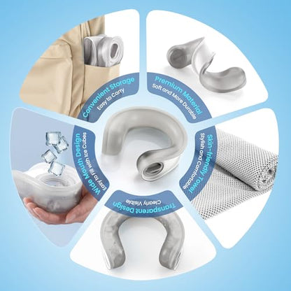 samply Reusable Ice Packs for Neck and Shoulder, Cold Compress, Relief of Pain, Swelling, Sprains, Office Pressure, Wearable Neck Cooler Towels of Cooling Wraps for Hot Weather,Dove Gray - color: Dove Gray