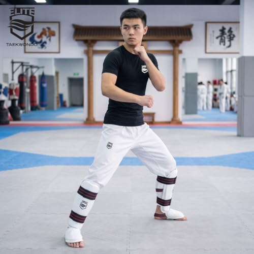 ELITE – Taekwondo Shin & Instep Guard for Kids & Adults (TKD Protector) - size: Medium