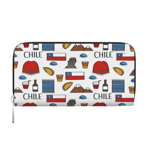 Chilean Culture PU Leather Long Wallet for Women Men, Zipper Clutch Wallet RFID Card Holder Organizer - color: Chilean Culture