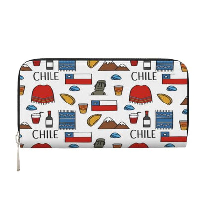 Chilean Culture PU Leather Long Wallet for Women Men, Zipper Clutch Wallet RFID Card Holder Organizer - color: Chilean Culture