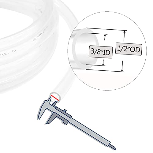 3/8’’ ID × 1/2’’ OD - 50 ft Clear Plastic Vinyl Tubing, Flexible PVC Hose Lightweight BPA Free and Non-Toxic vinyl Tube for Transfer Water Air Oil | Flexible PVC Hose Lightweight BPA Free and Non-Toxic vinyl Tube for Transfer Water Air Oil - size: 3/8’‘,