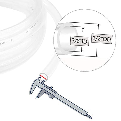 3/8’’ ID × 1/2’’ OD - 10 ft Clear Plastic Vinyl Tubing, Flexible PVC Hose Lightweight BPA Free and Non-Toxic vinyl Tube for Transfer Water Air Oil | Flexible PVC Hose Lightweight BPA Free and Non-Toxic vinyl Tube for Transfer Water Air Oil - size: 3/8’‘,