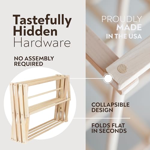 Pennsylvania Woodworks Clothes Drying Rack: Solid Maple Hard Wood Laundry Rack for Baby Clothes, Hand Towels, Delicates & More, Durable Small Folding Drying Rack, Made in USA, No Assembly Needed - color: Small